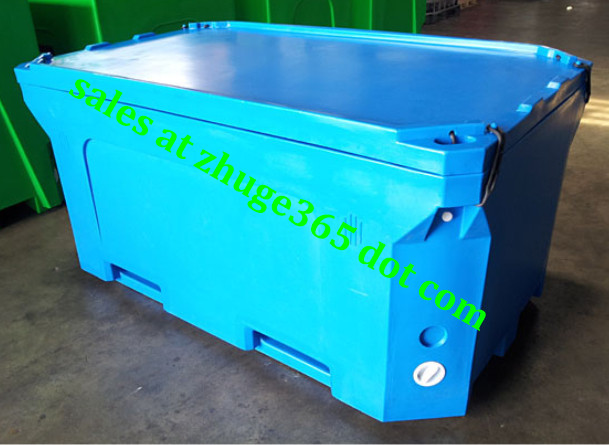 rotomolded 1500liter blue insulated fish container seafood processing insulated container rotomolded coolers insulated fish container