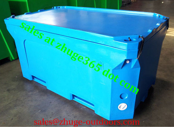Rotomolded 1500Liter Blue Insulated Fish Container Seafood Processing Insulated Container